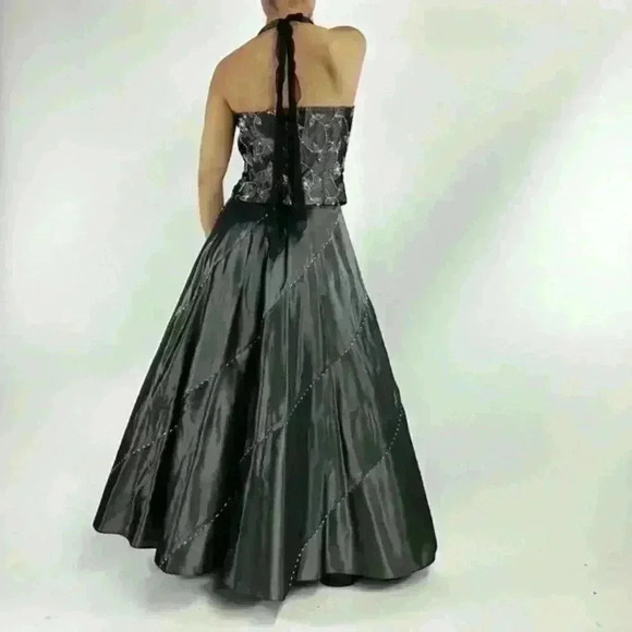 Ultra Rare Vintage Marlo Couture Metallic Two Piece Prom Dress Set - Picture 6 of 8